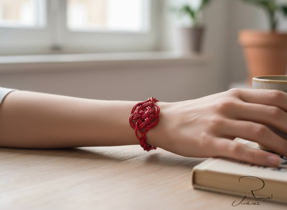 Bracelet en cuir pour couple avec noeud d'amour éternel