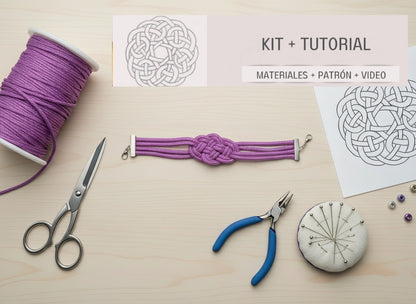 Kit y tutorial con materiales para pulsera de macramé