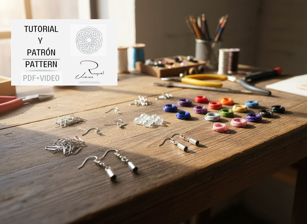 Tutorial to make macramé earrings with pattern