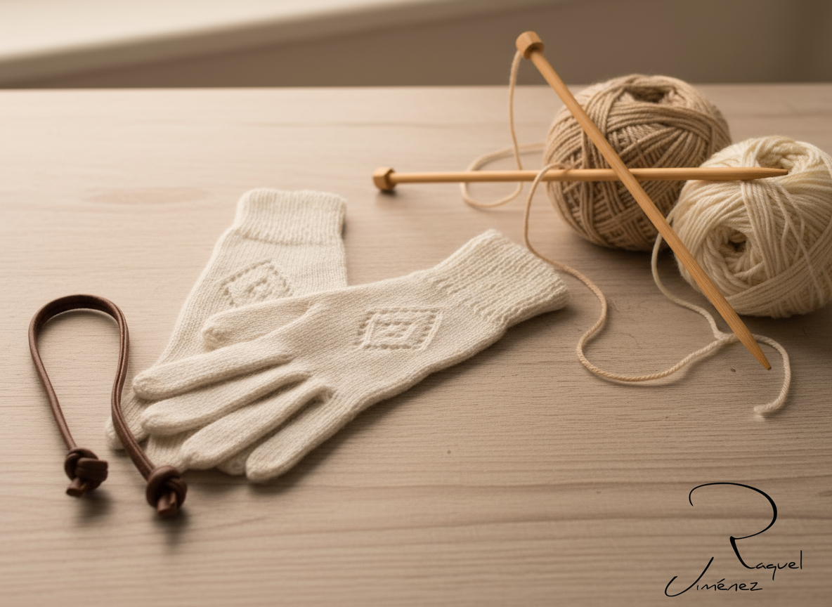 Modèle avec instructions pour tricoter des gants de laine sans couture