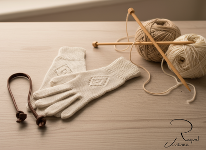 Modèle avec instructions pour tricoter des gants de laine sans couture