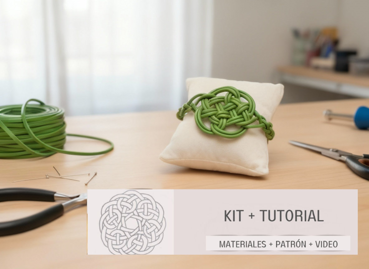 Kit to make Celtic leather bracelet, instructions and materials