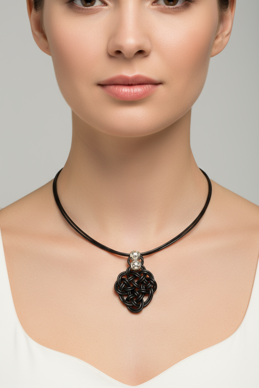 Collier femme en cuir avec pendentif symbole celtique