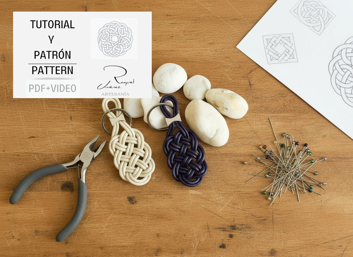 Tutoriel étape par étape avec motif pour porte-clés nœuds en macramé