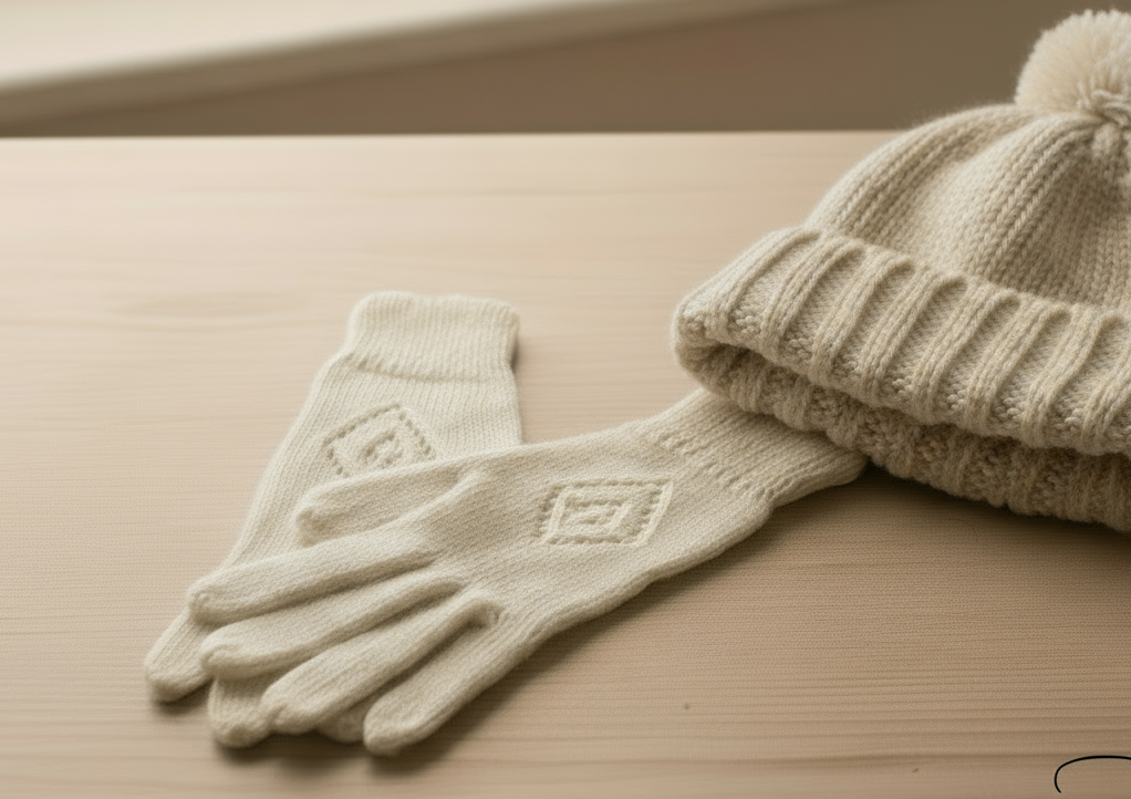 Modèle avec instructions pour tricoter des gants de laine sans couture