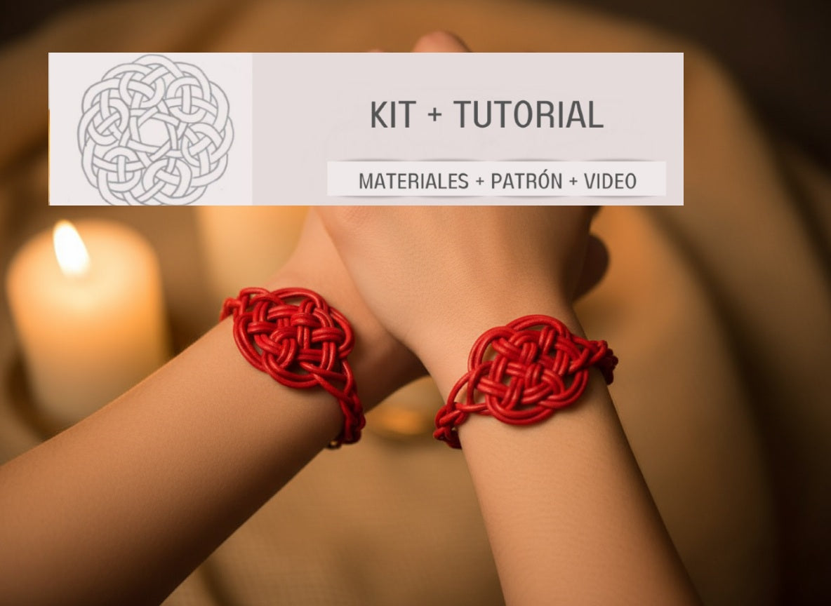 Kit to make Celtic leather bracelet, instructions and materials