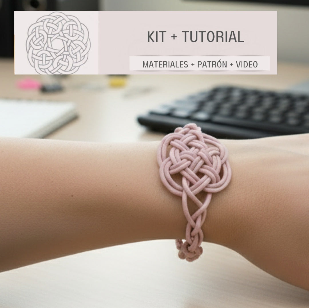 Kit to make Celtic leather bracelet, instructions and materials
