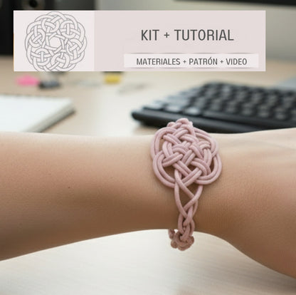 Kit to make Celtic leather bracelet, instructions and materials