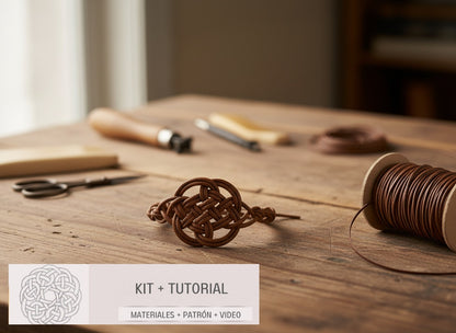 Kit to make Celtic leather bracelet, instructions and materials