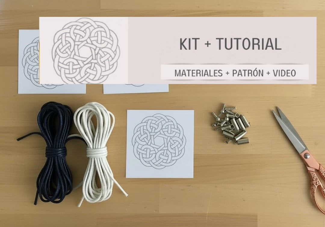 Kit para hacer pendientes con nudo marinero azul y blanco
