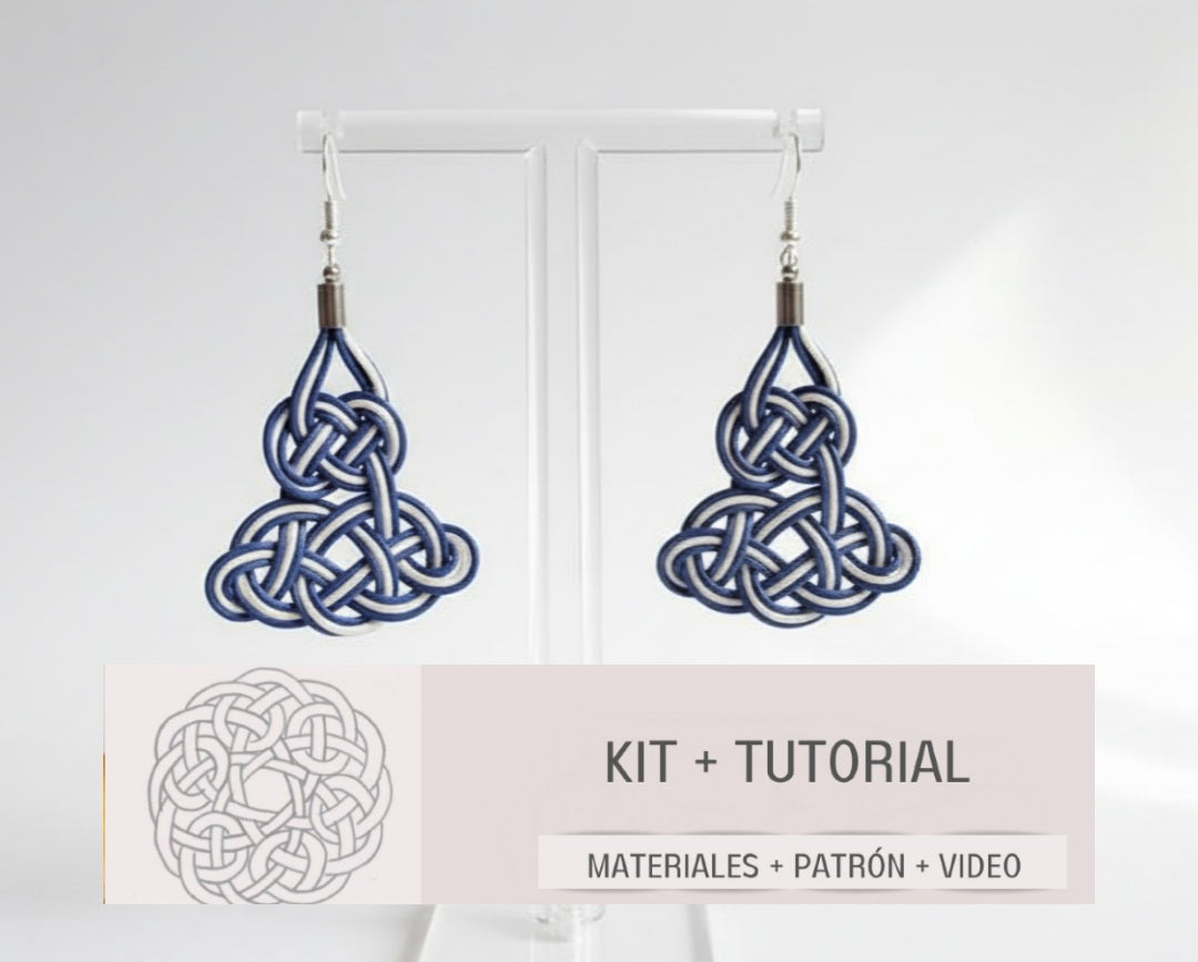 Kit para hacer pendientes con nudo marinero azul y blanco
