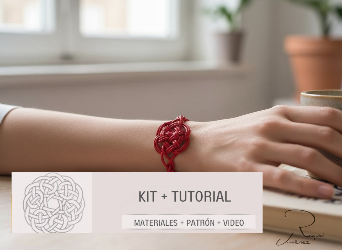 Kit to make Celtic leather bracelet, instructions and materials