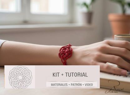 Kit to make Celtic leather bracelet, instructions and materials