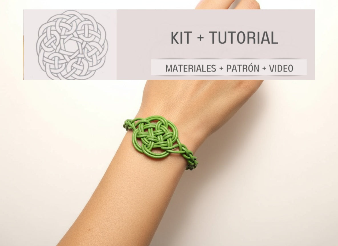 Kit to make Celtic leather bracelet, instructions and materials