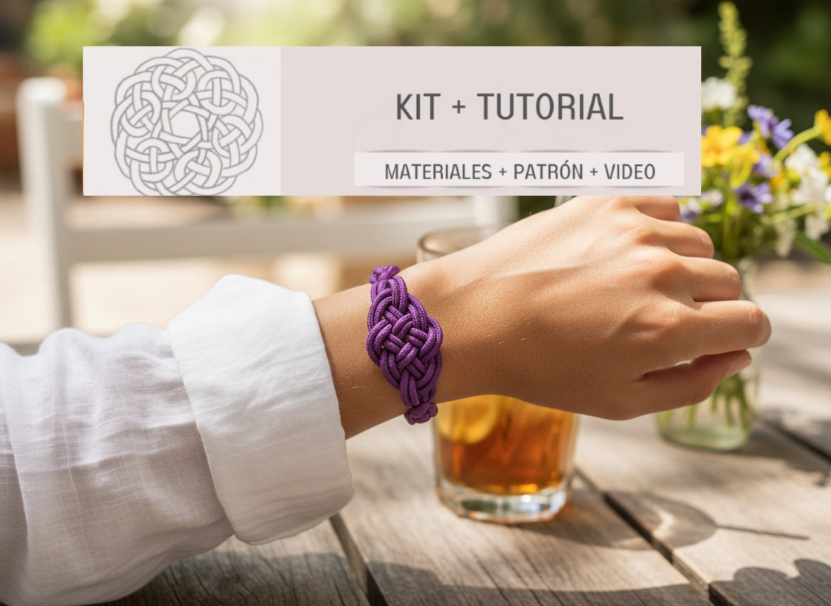 Kit y tutorial con materiales para pulsera de macramé