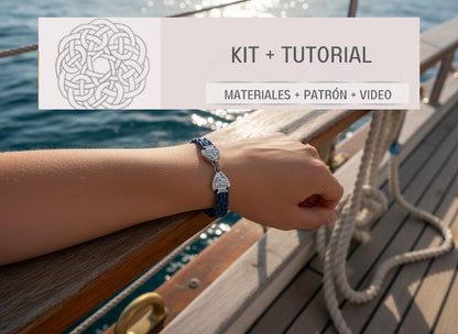 Kit y tutorial para hacer pulsera trenzada estilo marinero con cierre de pez