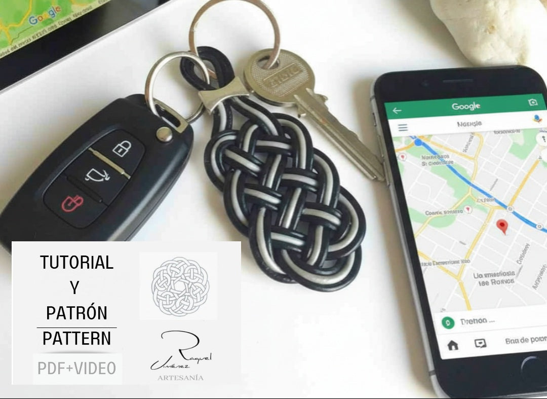 Tutoriel étape par étape avec motif pour porte-clés nœuds en macramé