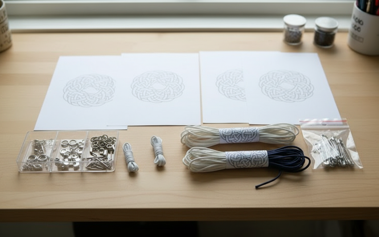 Kit para hacer pendientes con nudo marinero azul y blanco