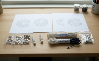 Kit para hacer pendientes con nudo marinero azul y blanco