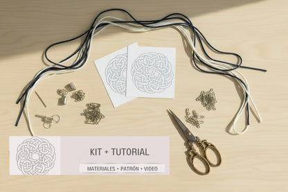 Kit para hacer pendientes con nudo marinero azul y blanco