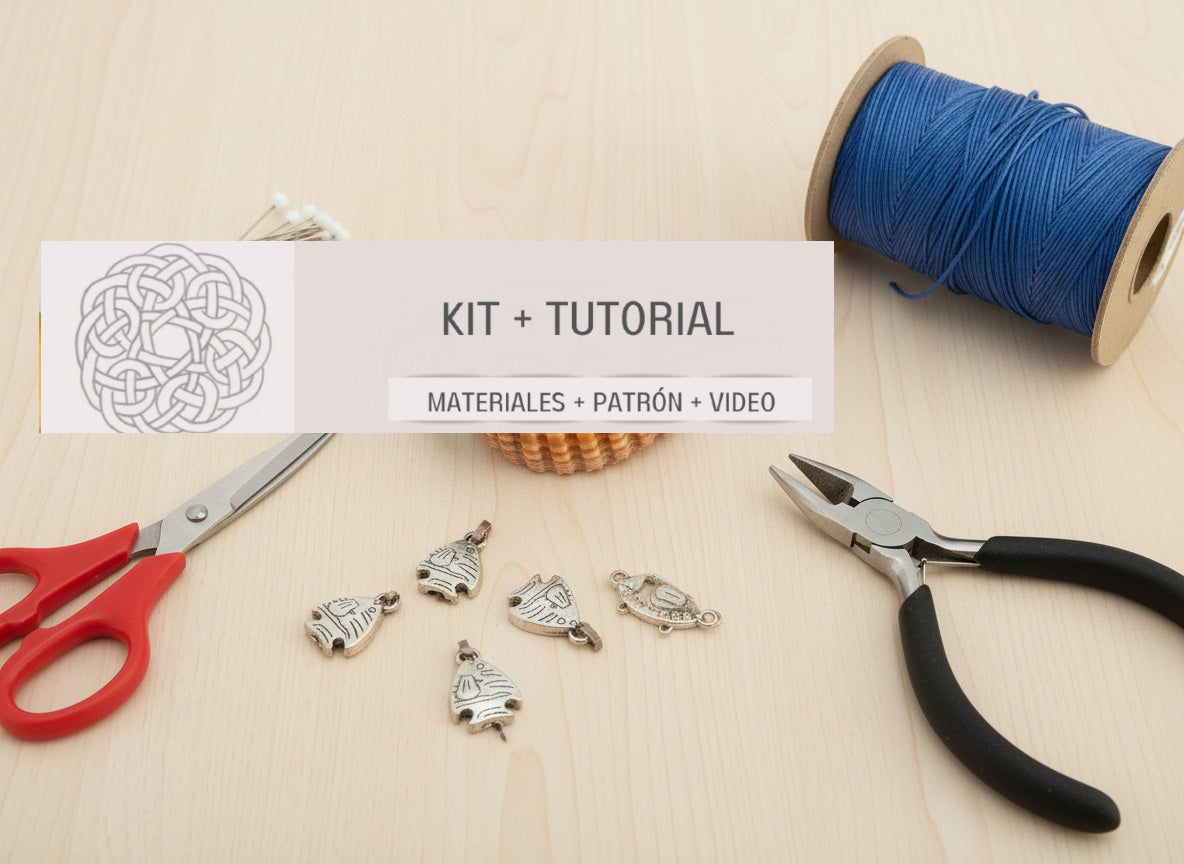 Kit y tutorial para hacer pulsera trenzada estilo marinero con cierre de pez