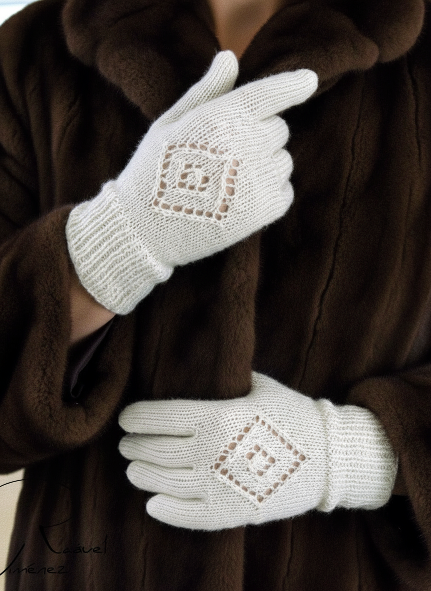 Modèle avec instructions pour tricoter des gants de laine sans couture