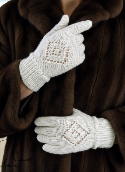 Modèle avec instructions pour tricoter des gants de laine sans couture