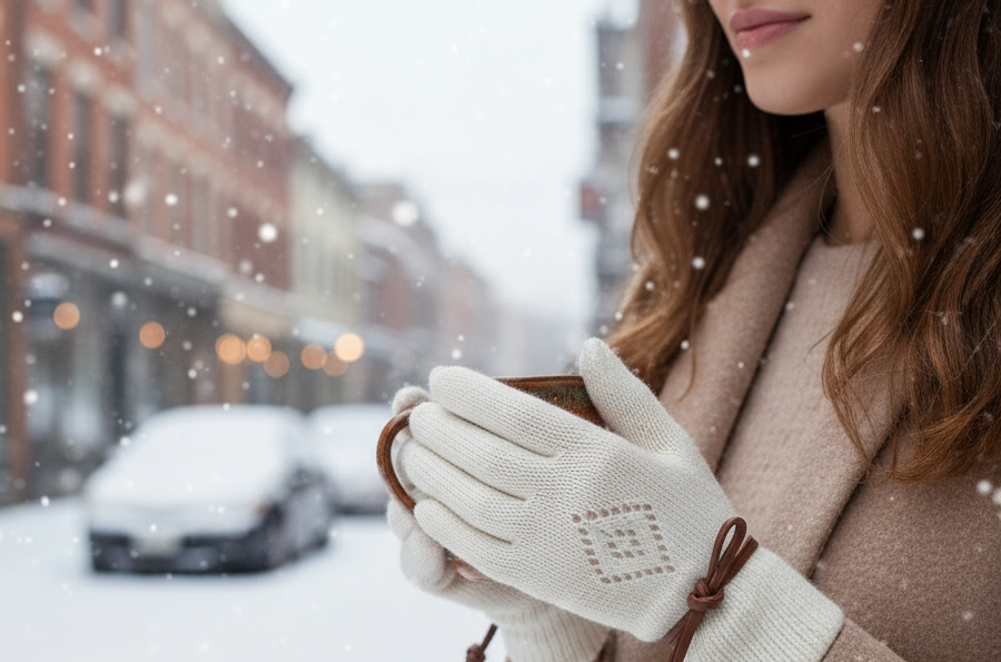 Modèle avec instructions pour tricoter des gants de laine sans couture