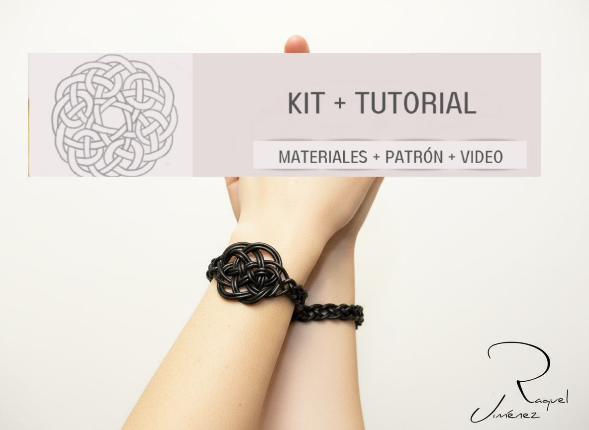 Kit to make Celtic leather bracelet, instructions and materials
