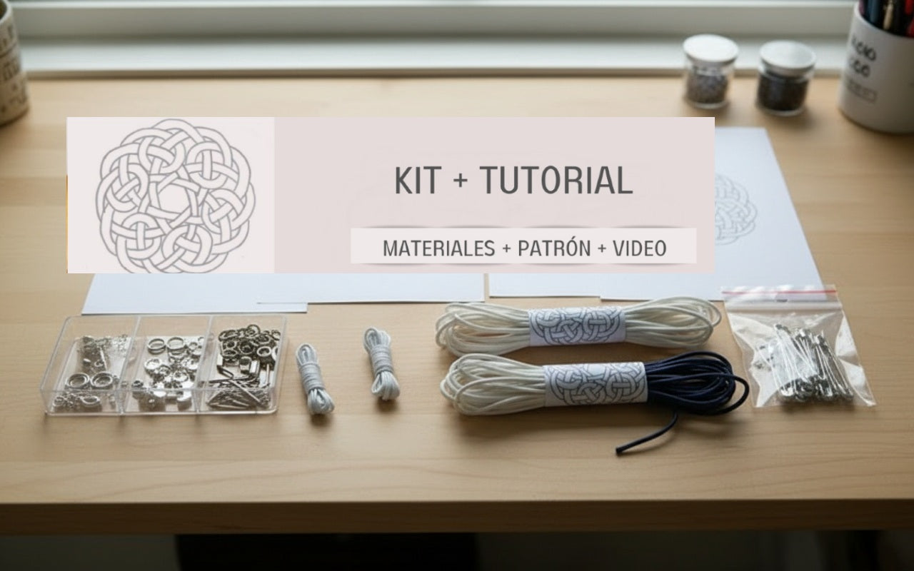 Kit para hacer pendientes con nudo marinero azul y blanco
