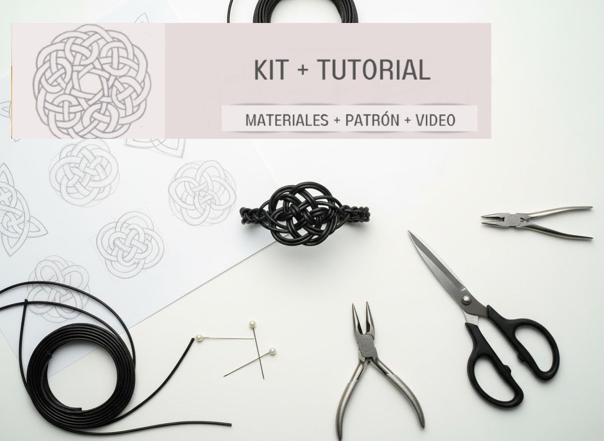 Kit to make Celtic leather bracelet, instructions and materials