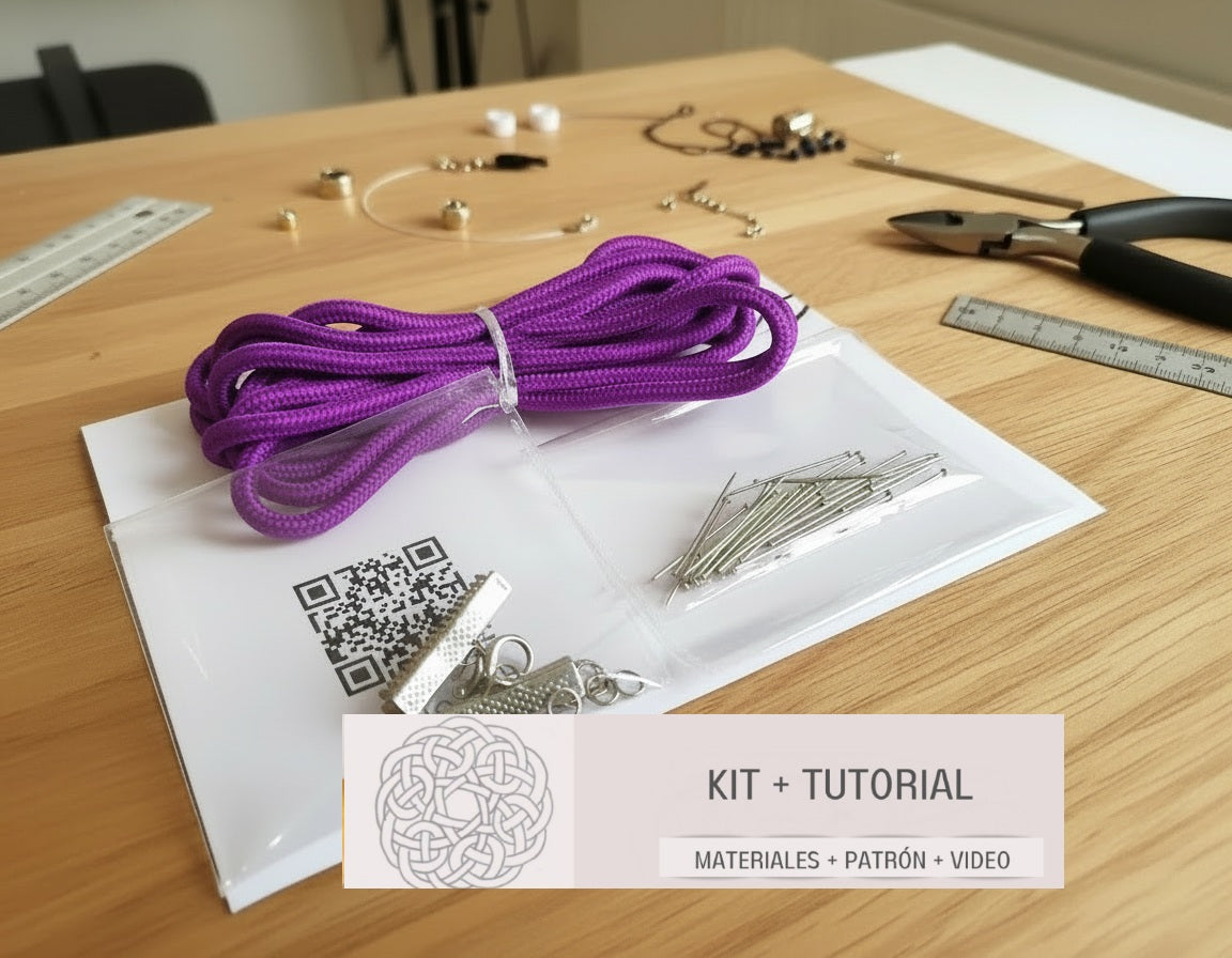 Kit y tutorial con materiales para pulsera de macramé