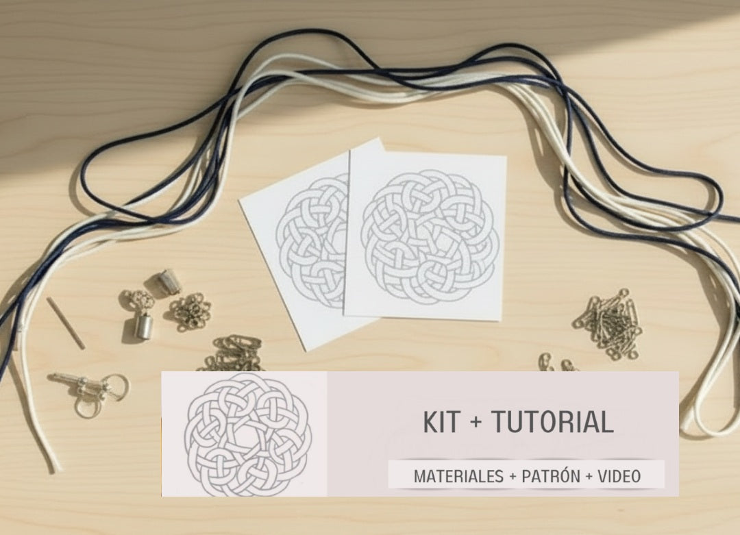 Kit para hacer pendientes con nudo marinero azul y blanco