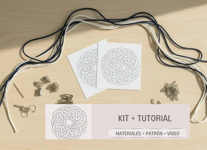 Kit para hacer pendientes con nudo marinero azul y blanco