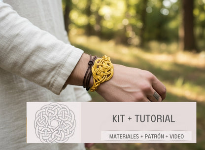 Kit to make Celtic leather bracelet, instructions and materials