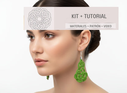 Kit y tutorial para pendientes de macramé de cuero y plata.