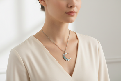 ras-de-cou minimaliste en forme de lune avec turquoise