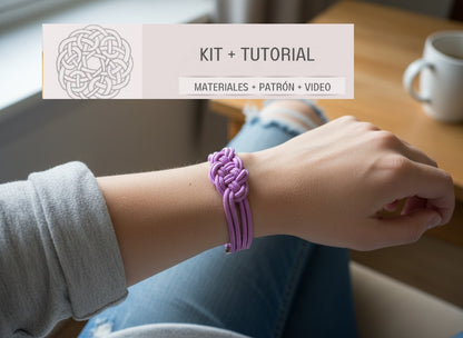 Kit y tutorial con materiales para pulsera de macramé