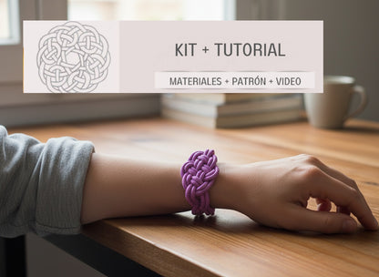 Kit y tutorial con materiales para pulsera de macramé