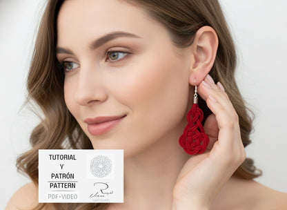 Tutorial to make macramé earrings with pattern