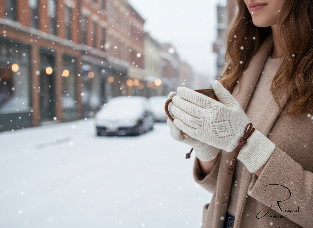 Modèle avec instructions pour tricoter des gants de laine sans couture