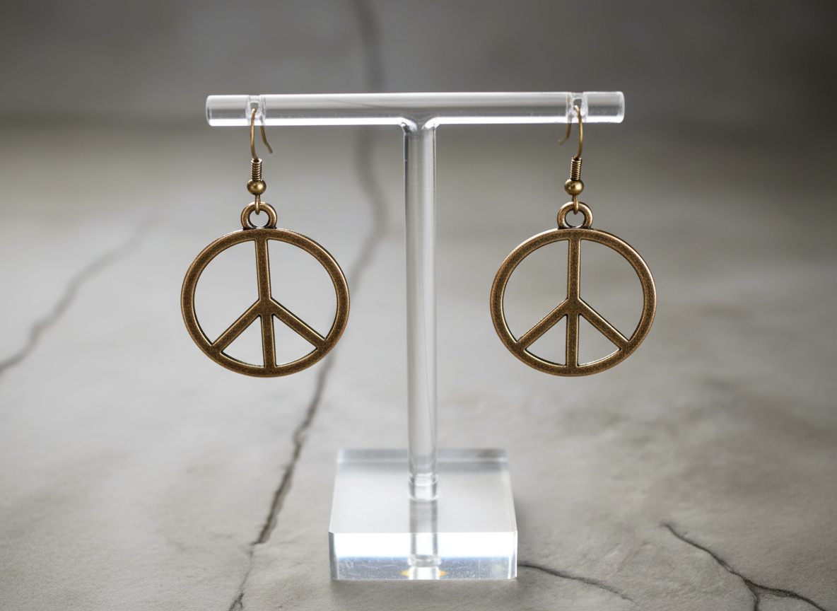 Pendientes con diseño del icónico símbolo de la paz, representando armonía y tranquilidad