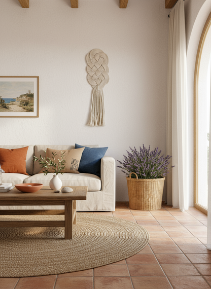 Tapiz nudos macramé para pared con nudo celta protector del hogar.