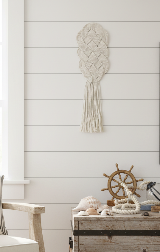 Tapiz nudos macramé para pared con nudo celta protector del hogar.