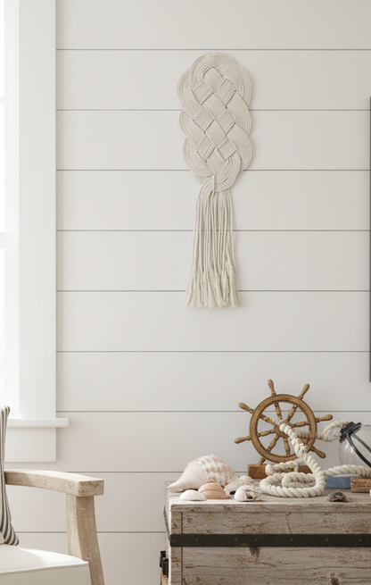 Tapiz nudos macramé para pared con nudo celta protector del hogar.