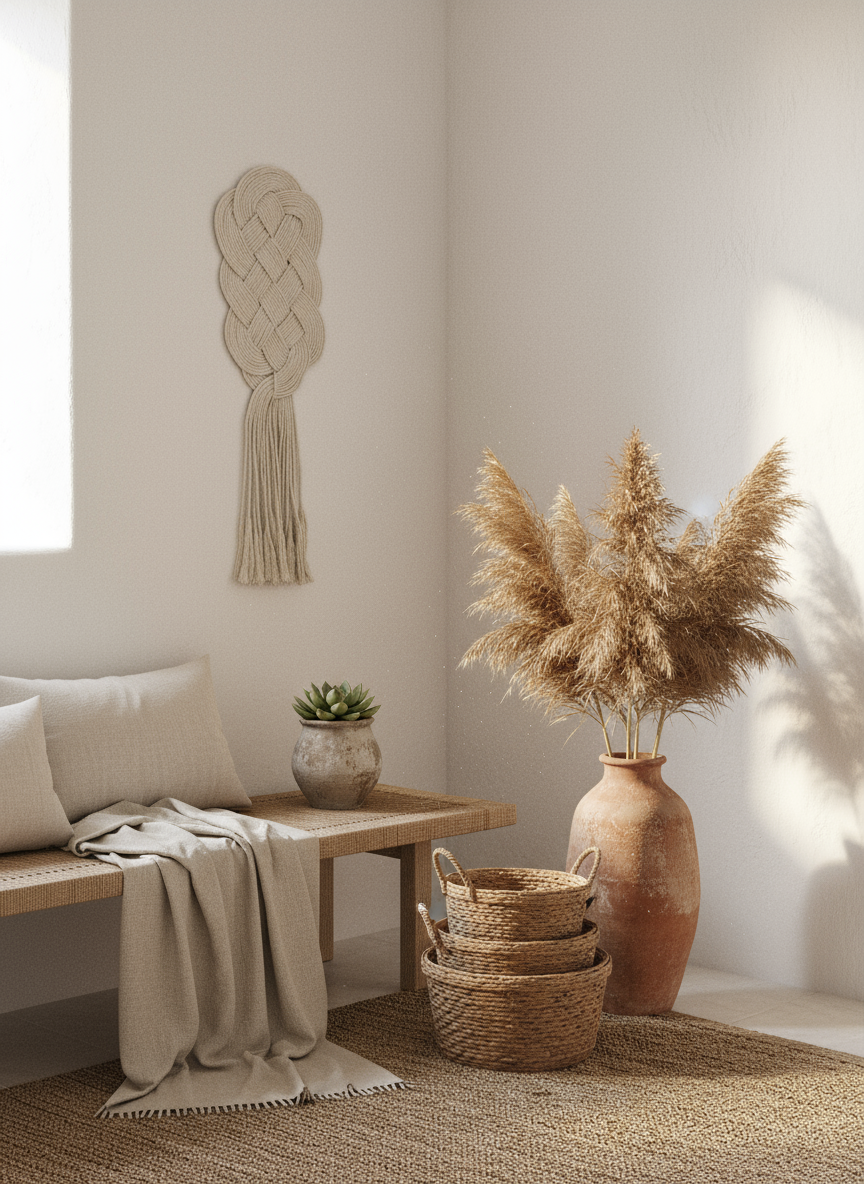 Tapiz nudos macramé para pared con nudo celta protector del hogar.