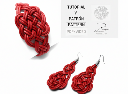Patrón y tutorial para hacer pendientes y pulsera con nudos celtas. Raquel Jiménez Artesanía