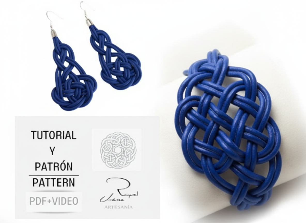 Patrón y tutorial para hacer pendientes y pulsera con nudos celtas. Raquel Jiménez Artesanía