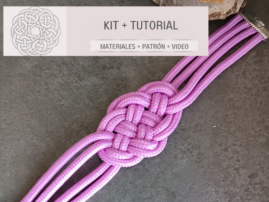 kit materiales y tutorial para pulsera color morado dia de la mujer
