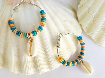 Pendientes  de verano con caracolas marinas
